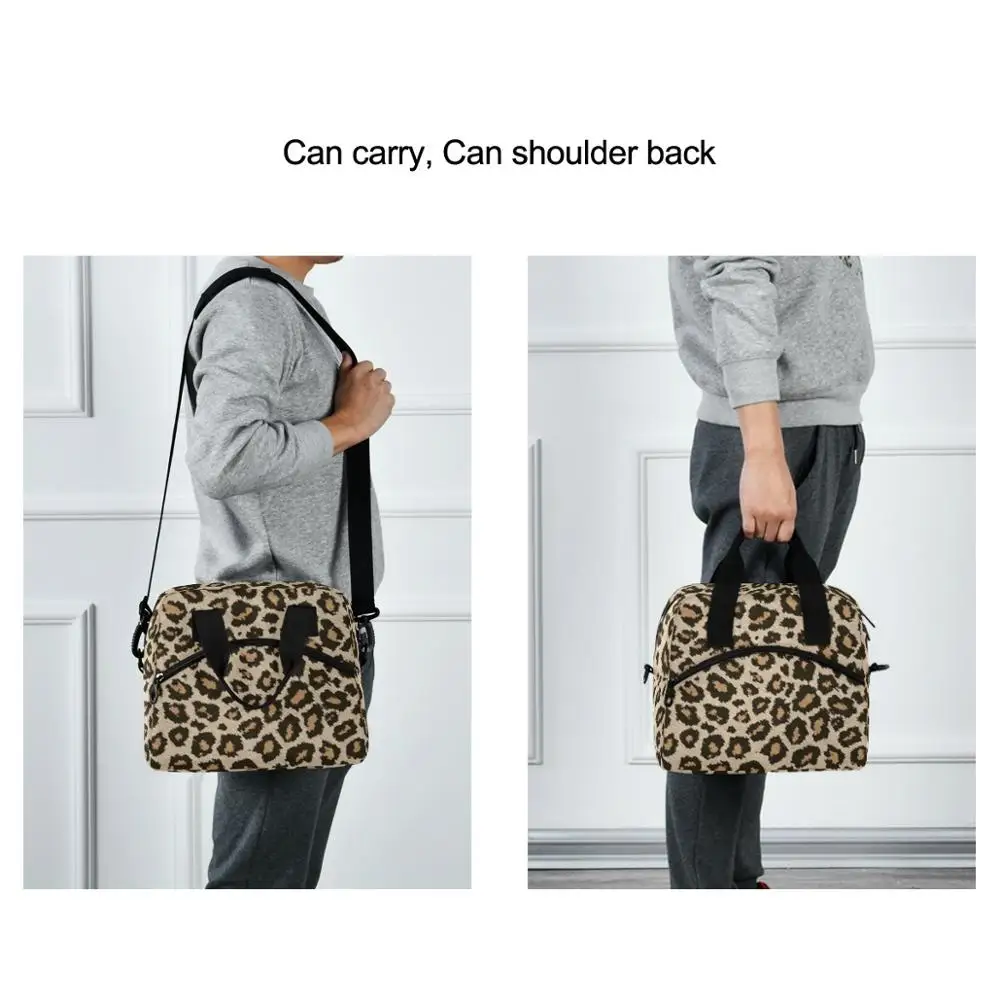 ALAZA Men Women New Insulation Thermal Lunch Bag Fresh Keeping Large Leopard Printed Tote Box Portable One Shoulder Cooler Bags