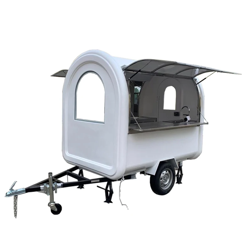 Hot sale snack street food trailer cart truck with double side opening and free shipping by sea