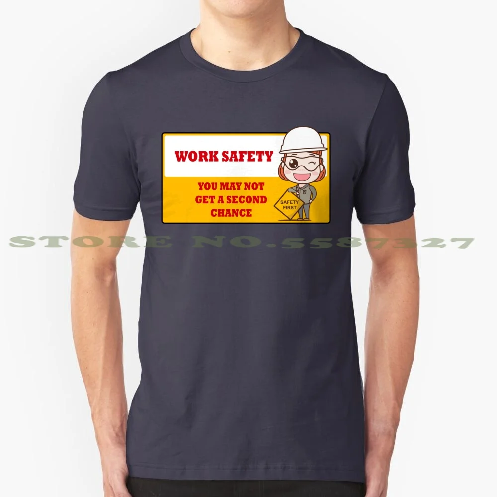 Safety First When Your Works 100% Pure Cotton T-Shirt Safety Health First Job Worker Vector Hand Workplace Yellow Dangerous Aid