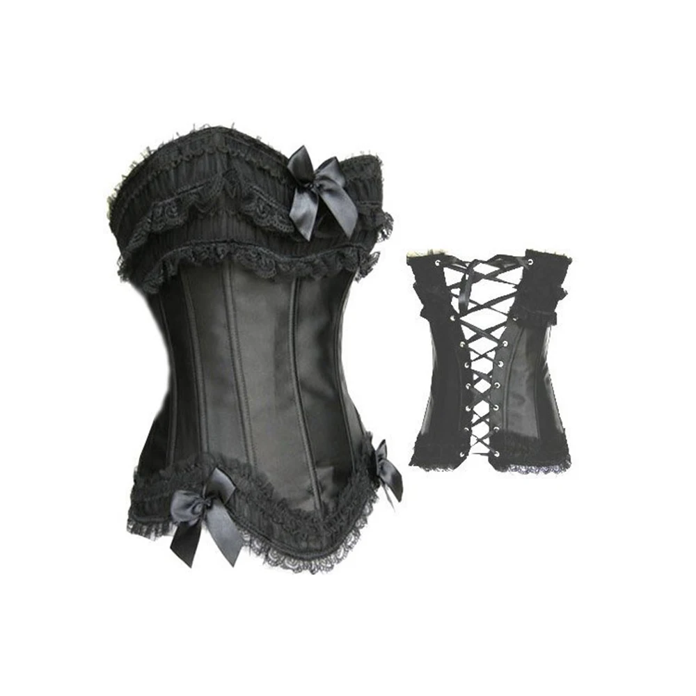 Free pp Black lace up boned corset busiter underwear costume showgirl S-8XL plus size Linstyles