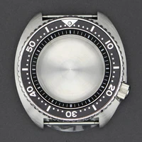 Caja de reloj de buceo de 45mm, acero inoxidable 316L para tortuga, abulón, Seiko NH35 NH36 NH38 NH34, movimiento de 28,5mm, esfera de zafiro 120 clics