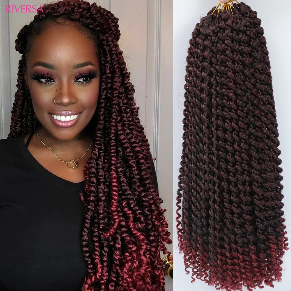 1B 27 30 BUG # Frühling Leidenschaft Twist Haar Braid Wasser Welle Leidenschaft Twist Häkeln Haar 18 "Weiche Pre gestreckt Bohemian Häkeln Haar