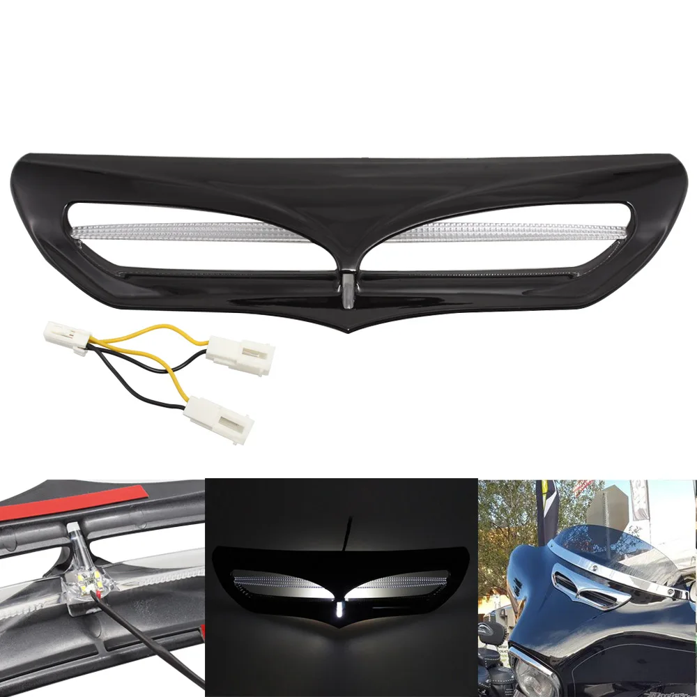 Motorcyle Batwing Fairing Vent Trim LED Accent Indicator Light Cover For Harley Touring Electra Glide Street Glide Ultra 2014-Up