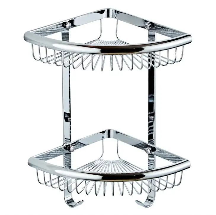 

Винтажная угловая полка для ванной комнаты, хромированный держатель для шампуня, для хранения ванной, 2 уровня, полки для ванны, медная яркая черная полка с отделкой, держатель