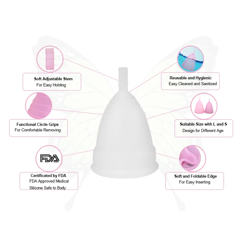 Feminine hygiene menstrual cup Medical Silicone Menstrual Cup Lady women menstrual period cup coletor menstrual