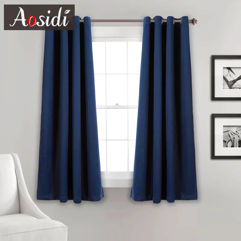 Solid Blackout Short Curtains For Window Living Room Bedroom Kitchen Small Curtains Drapes Shading Blinds Cortinas Rideaux