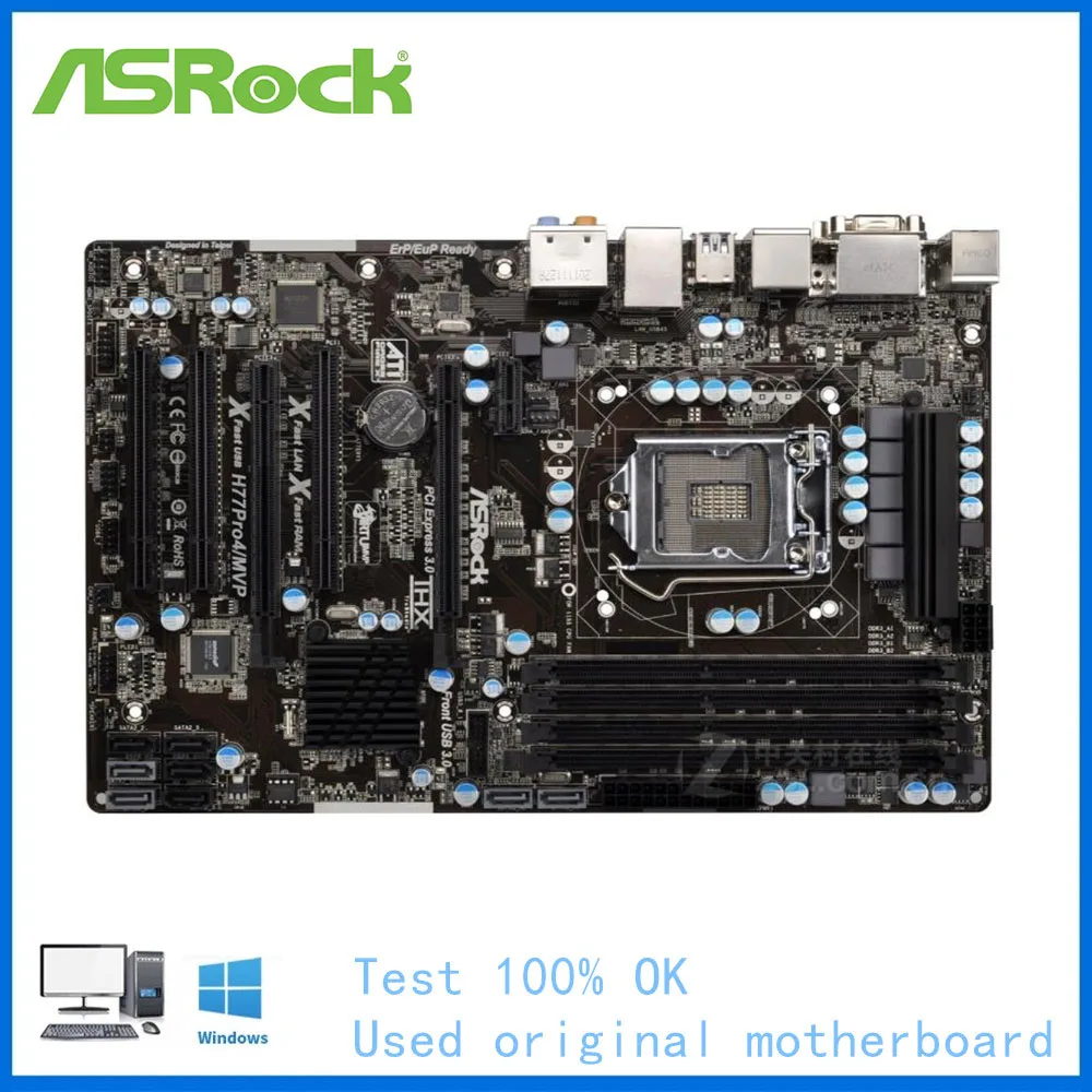 

For ASRock H77 Pro4/MVP Motherboard LGA 1155 For Intel H77 Used Desktop Mainboard USB3.0 SATA II PCI-E X16