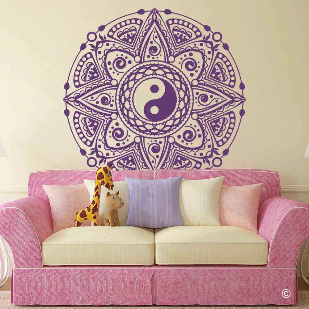 Yin Yang Mandala Wall Stickers Home Decor Nursery Kids Room Creatives Pattern Vinyl Wall Decal Family Living Room Adornment Z602