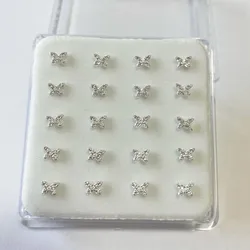 20pcs Dainty Butterfly Tiny cz zircon nose studs rings for women Gold plated 18k over copper elegant nose piercing body jewelry