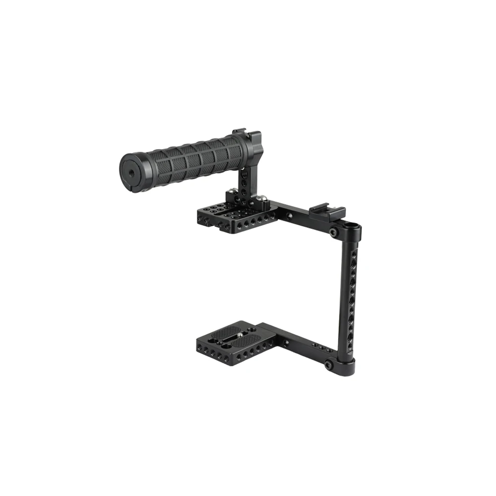 HDRIG DSLR Camera Cage Rubber Top Handle 2 Shoe Mounts For Canon 600D 700D 80D For  Nikon D3200 Panasonnic GH5