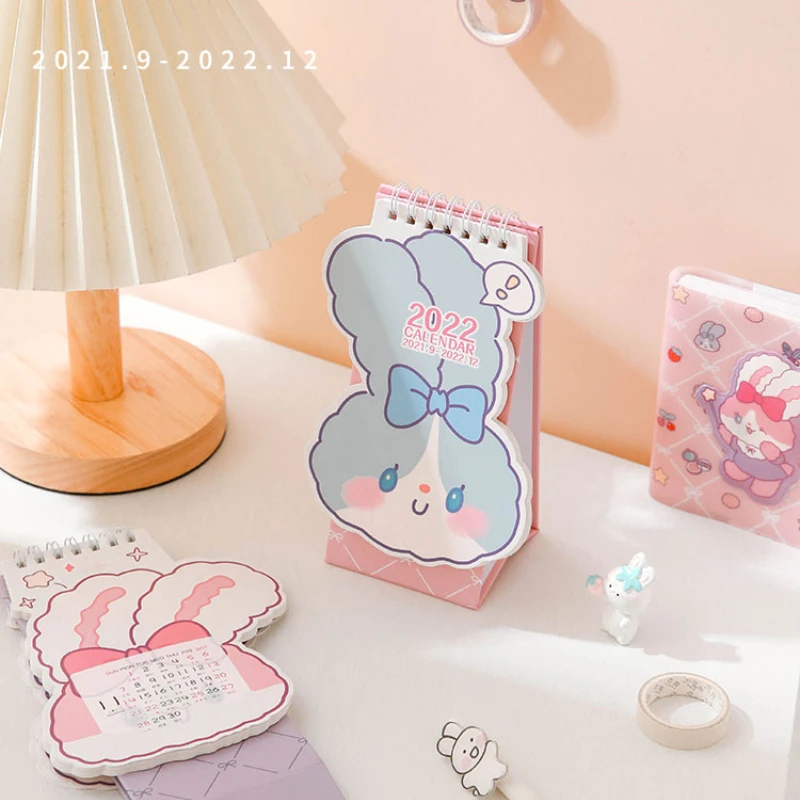 Kawaii 2022 cartoon desk calendar decoration countdown student clock in notepad calendar 2022 calendar office desk