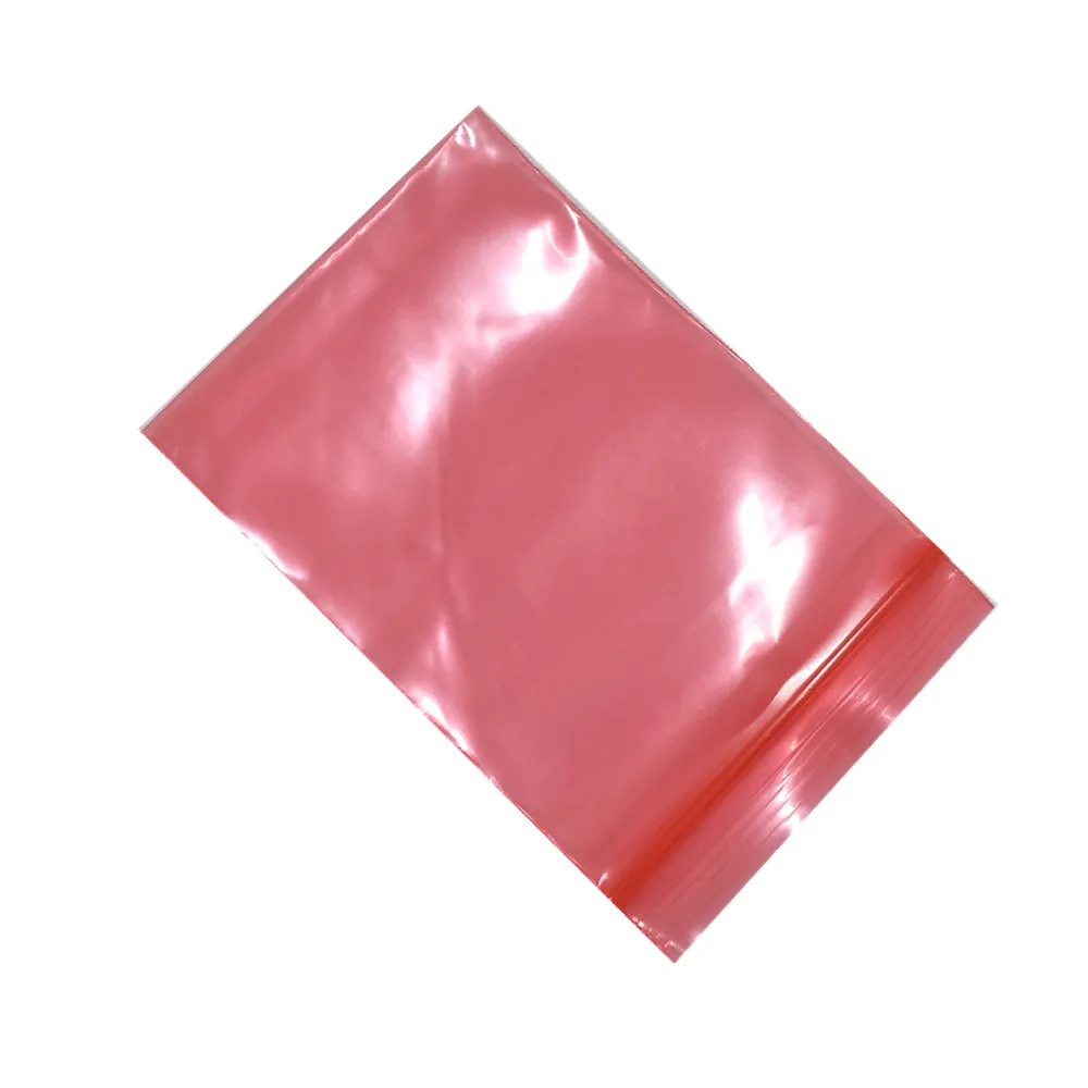 100PCS PE Self Seal Red ESD Shielding Antistatic Bag Zip Lock Bags Anti Static Package Pouches for Electronic Jewellry Storage