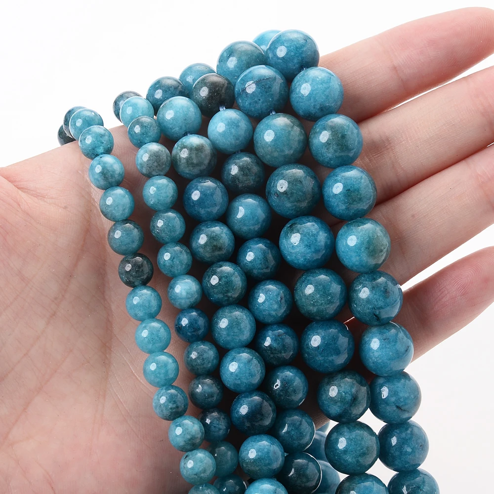 Natural Stone Beads Blue Apatite Beads Round Loose Spacer Bead for Jewelry Making DIY Charm Bracelet Accessroies 6/8/10mm