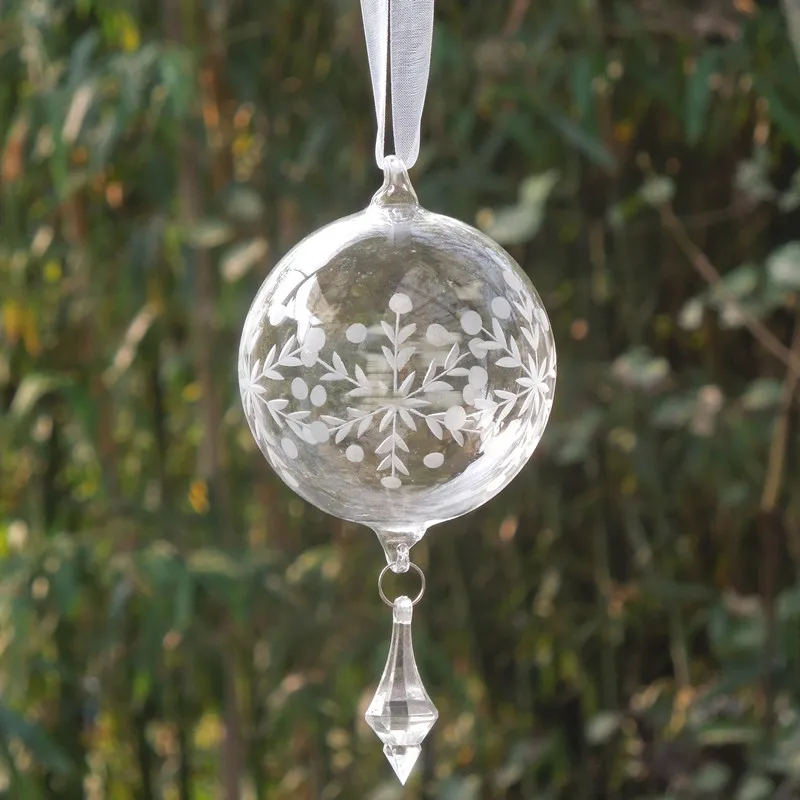 8pcs/pack Diameter=8cm Small Size Carve Glass Globe Home Decoration Christmas Tree Hanger Festival Hanging Ornament