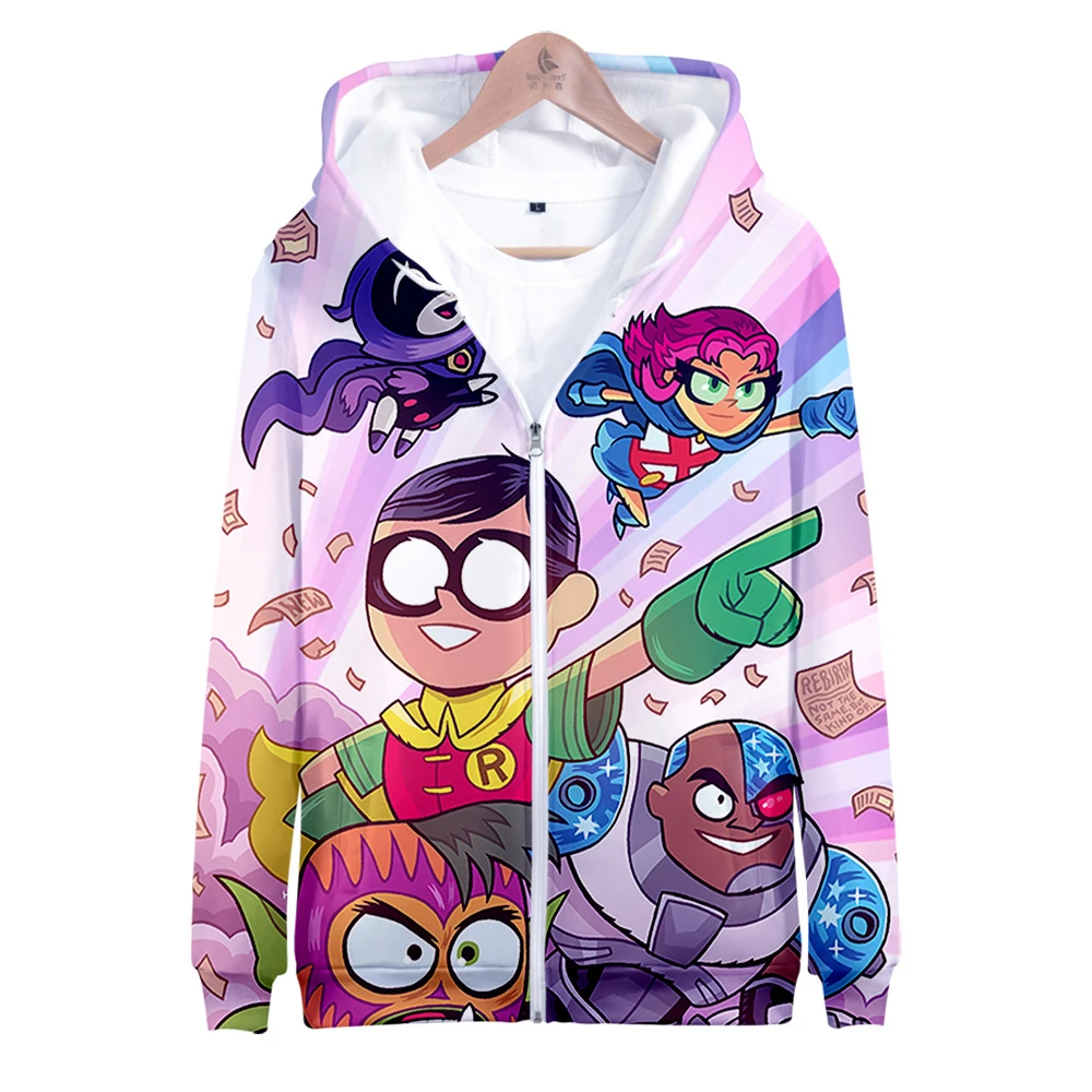 Teen Titans Go 3D print autumn winter Holiday passionate style Men/Women Streetwear Style Zip HIP HOP hooded