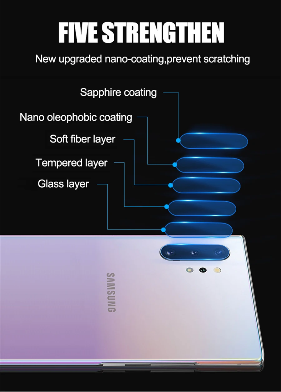 2 pz/lotto vetro temperato per Samsung Galaxy Note 10 protezione dello schermo in vetro protettivo dell'obiettivo della fotocamera posteriore per Galaxy Note10 Plus