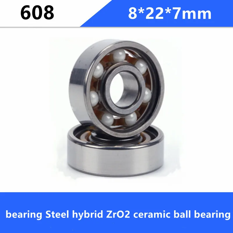 

500pcs 608 bearing Steel hybrid ZrO2 ceramic ball bearing skateboard bearing 8*22*7 mm Finger spinner bearings