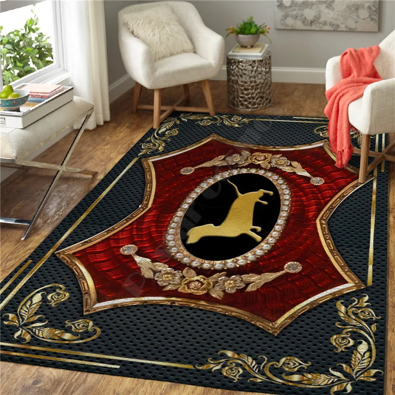 

Vintage Court Dachshund Rug Square Anti-Skid Area Floor Mat Rug Non-slip Mat Dining Room Living Room Soft Bedroom Carpet 04