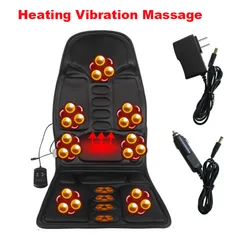 Car Home Office Full-Body Massage Cushion Heat 7 Motors Vibrate Mat Back Neck Waist Massager Chair Relaxation Masajeador Seat12V