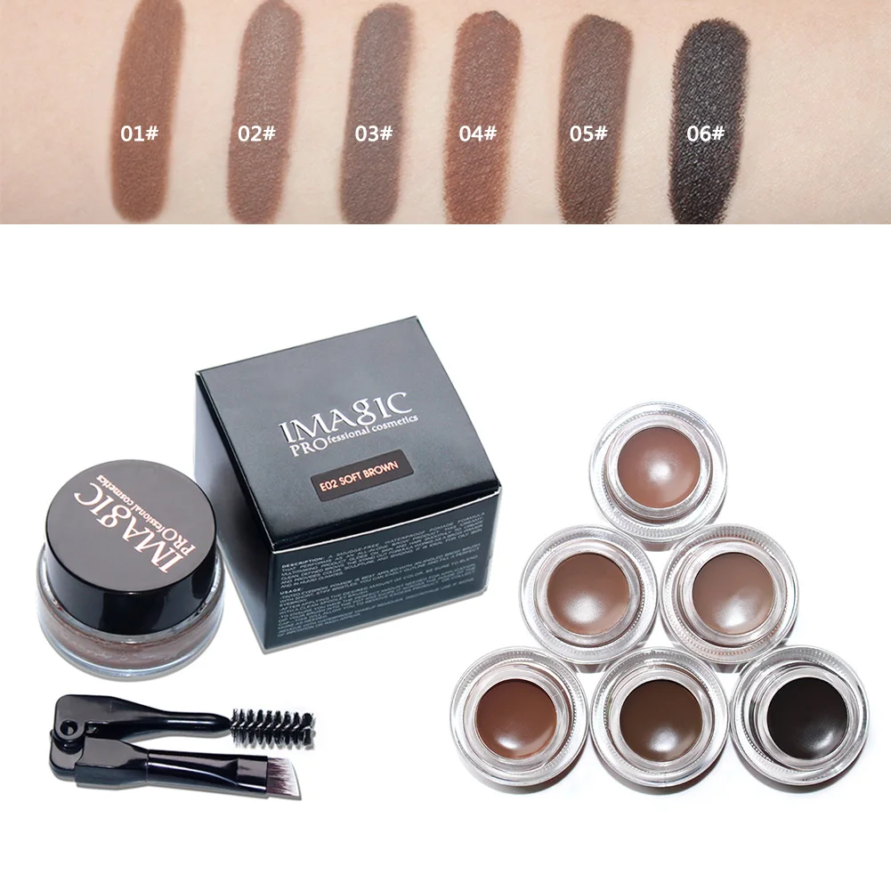 6 Color Eyebrow Tint Makeup Waterproof Eyebrow Pomade Gel Enhancer Cosmetic Eye Makeup Eye Brow Cream With Brow Brush