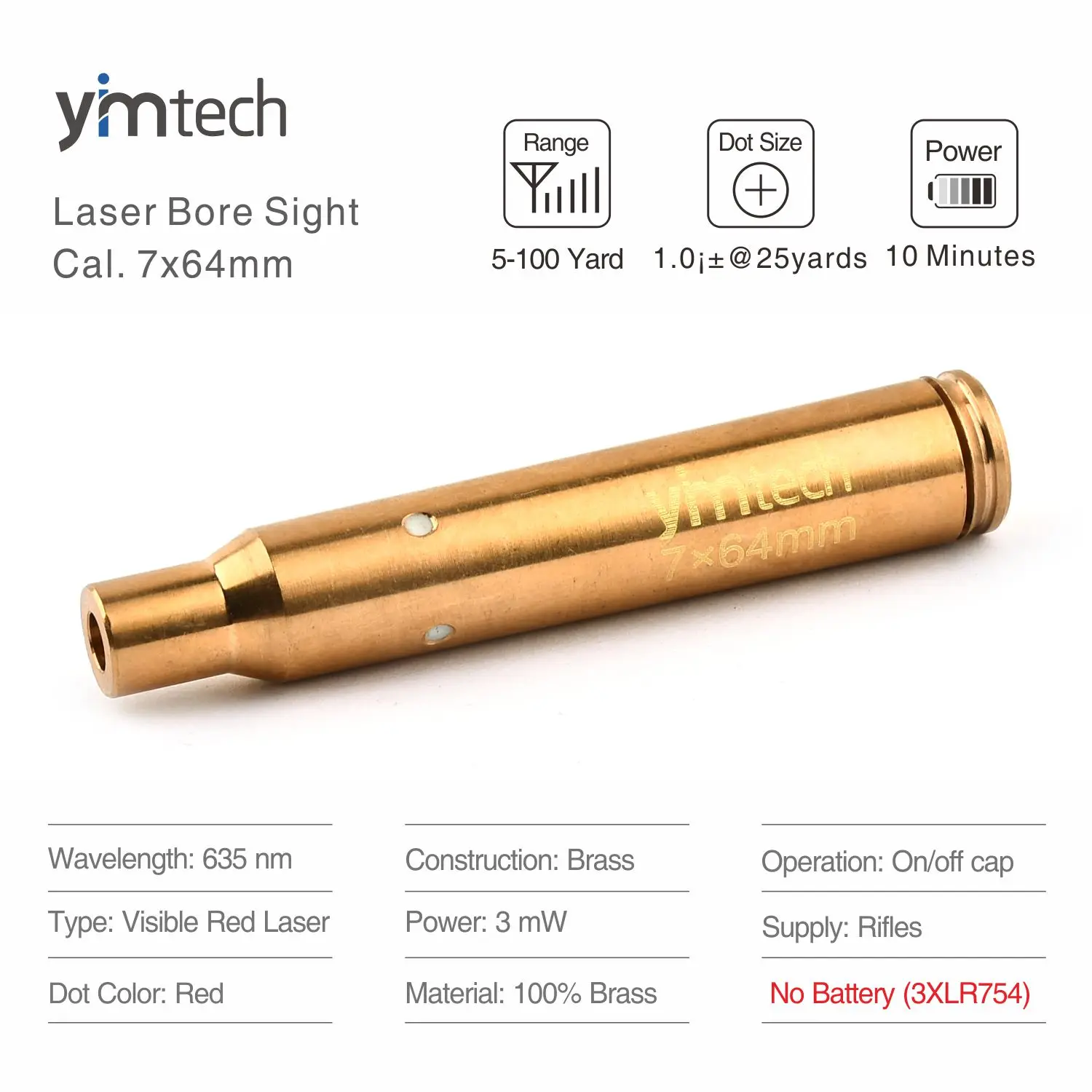 

Tactical Red Dot Laser Bore Sighter, Laser Sight Scope, Laser Cartridge, Rifle Collimator, 7x64mm Caliber