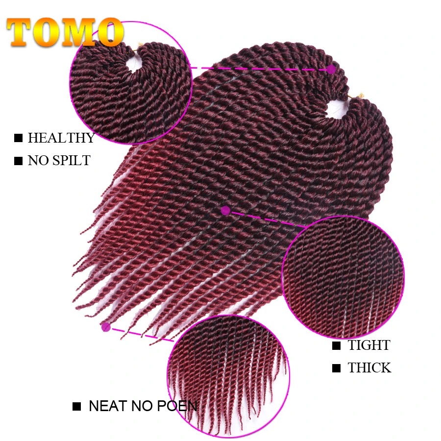 TOMO-trenzas sintéticas de ganchillo para mujer, extensiones de cabello de croché de 22 raíces, Color ombré, senegalés, 12, 14, 18 y 22 pulgadas