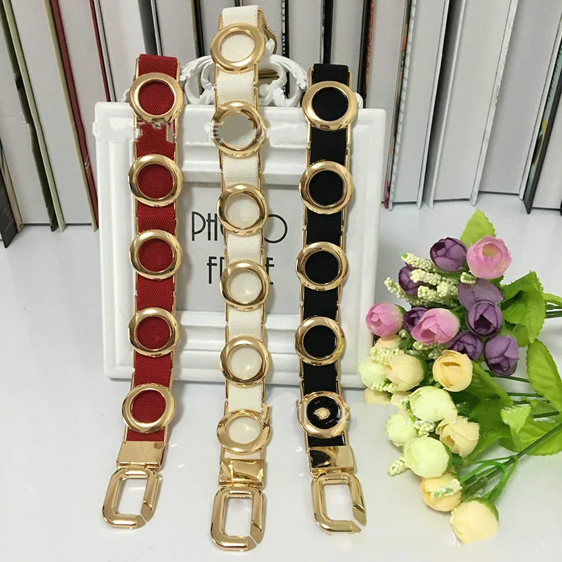Gold chain belt elastic women\'s elastic belt, big flower, metal, Kiting, gold decoration, luxury designer, high quality