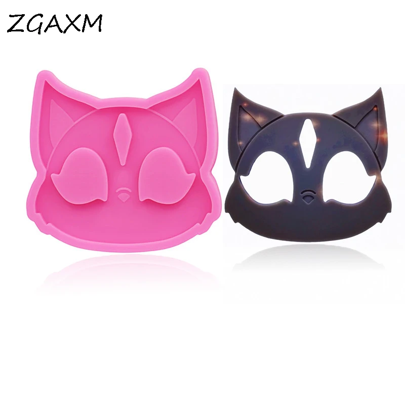 

LM 1123 Keychain Polymer Clay Epoxy Resin Jewelries Making Tools Mirror Cat head Mold DIY Pendant Cat Silicone Mold