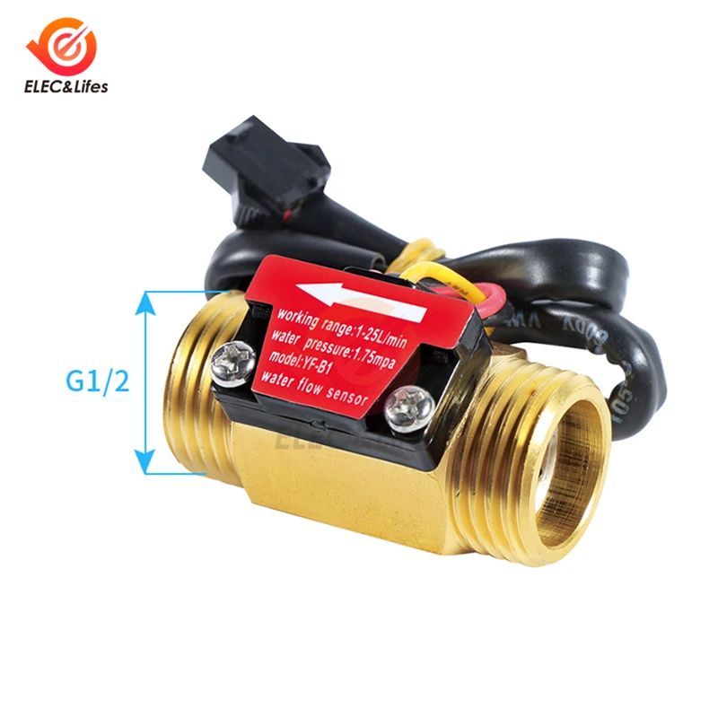 G1/2 DC 5-18V Water Flow Sensor Hall Sensor Switch Flow Meter Water Flow Sensor DN25 Brass Water Meter Industrial Flowmeter