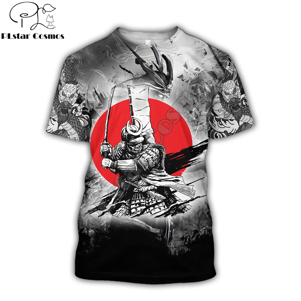 

PLstar Cosmos Samurai Tattoo 3D Printing Mens t shirt Cool Summer Fashion Unisex Short sleeve T-shirt Casual Tee tops TX245