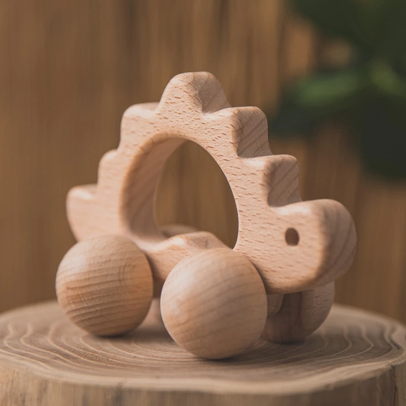 

1pc Wooden Toys 0-12 Months Beech Wood Car Toys Children Cartoon Car Blocks Hedgehog Elephant Educational Newborn Developmental