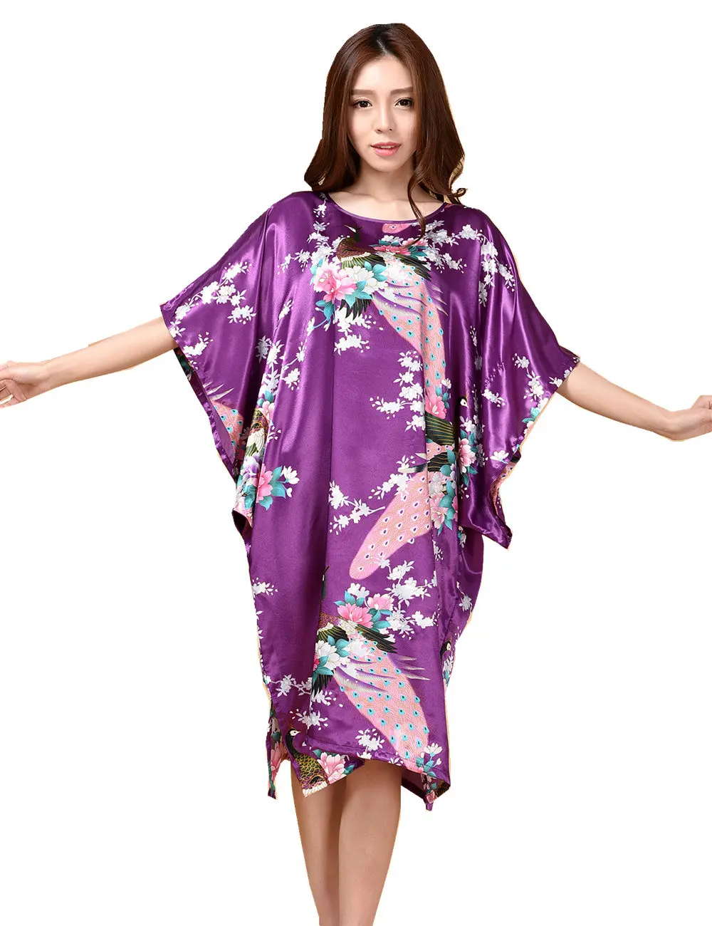 Summer Women Nightgown Print Sleepwear Night Bath Dress Gown Satin Sleep Shirt Sexy Nightshirt Home Clothes Intimate Lingerie