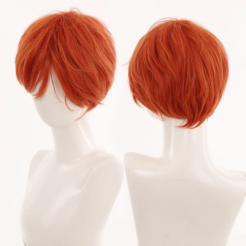 AILIADE Christmas Short wigs Men Boys Girl Orange Red Synthetic Wig for Daily Heat Resistant Party Anime Cosplay Costume Wig