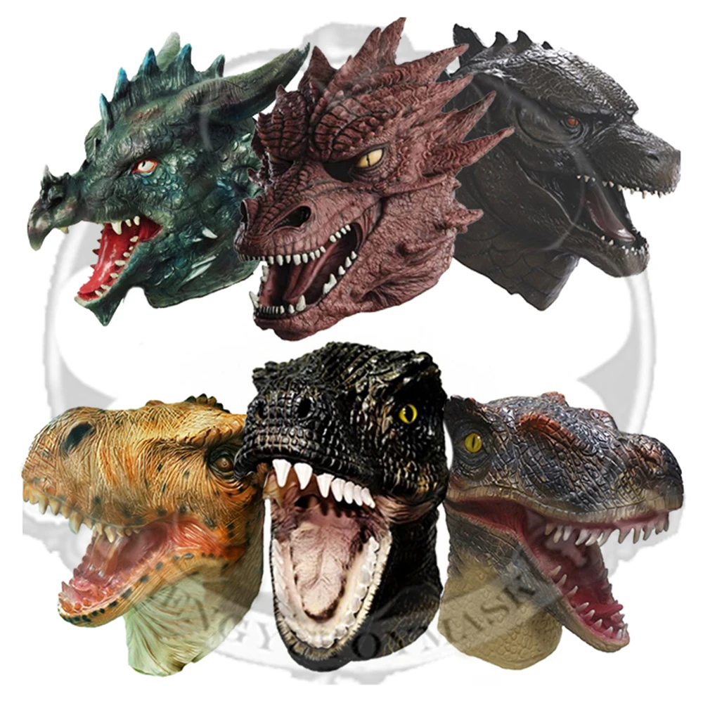 Dragon Latex Mask Dragon Dinosaur Animal Full Head Fancy Dress Up Halloween Party Costume Mask