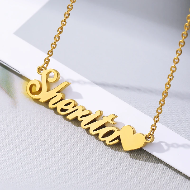 Custom Name Necklace Personalized Heart Necklace Custom Love Necklaces Stainless Steel Jewelry Gift for Women Girls