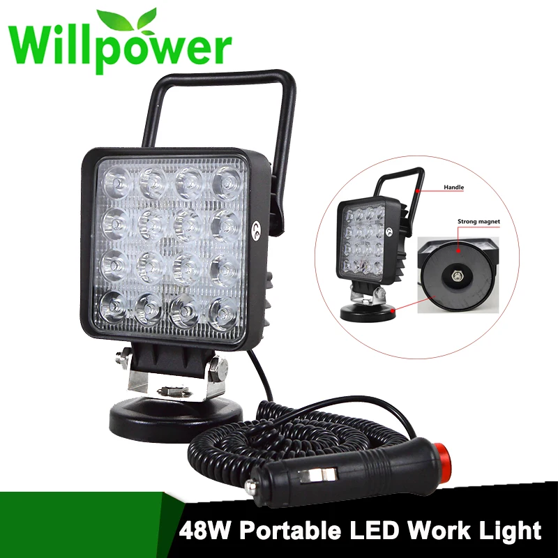 

Auto Car 3M Plug&Play 4" inch Portable LED Work Light 48W Magnetic Base Offroad Driving Lamp 4WD SUV UTV 4x4 Truck