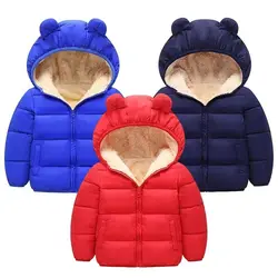 New Winter Boys Hooded Outerwear Autumn Thicken Coat Children Baby Plus Velvet Clothes Kids Casual Plaid Jacket Toddler Overcoat