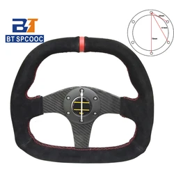 Universal Carbon Fiber Steering Wheel Suede 13inch 310mm Car Sport Steering Wheel D Shape With OM-Horn Button PCD70MM