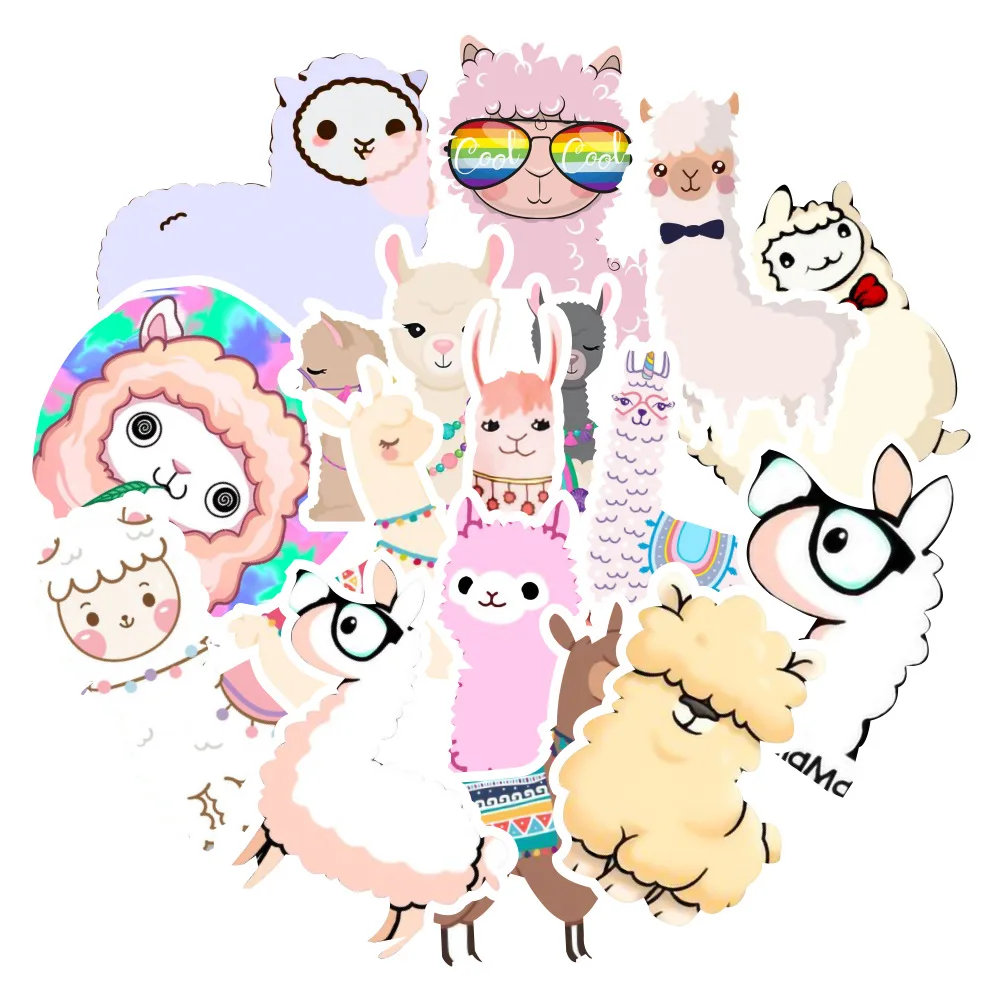 50PCS Lovely Cartoon Llama Alpaca Cute Sticker Kawaii Camel Sheep Animal For DIY Skateboard Snowboard Luggage Decals Sticker F5