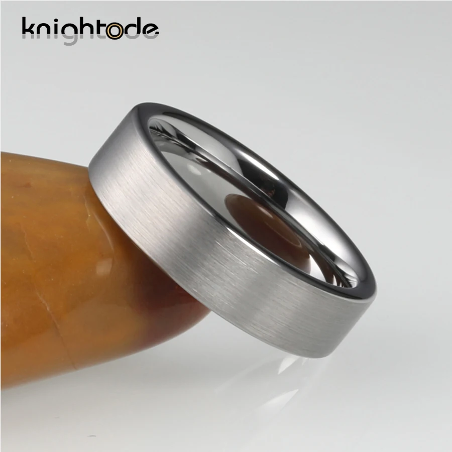 6mm 8mm Classic Silvery Tungsten Carbide Wedding Band For Men Women Lovers Fashion Finger Rings Flat Brushed Comfort Fit