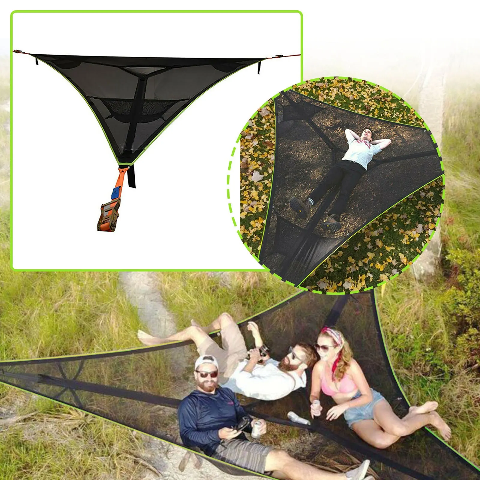 Multi-person-hammock-tripod overhead cushion-hammock tree house sky tent by air