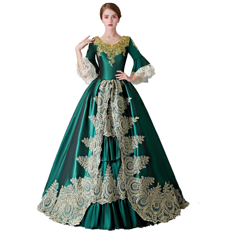 

Halloween Women Court Palace Cosplay Costume Gown European Medieval Victorian Queen Princess Wedding Party Formal Dress