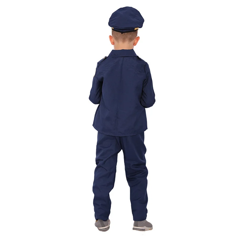 Children Boys Police Costumes Halloween Cosplay Party Costumes For Children Performance Police Costumes Roles Play Cool