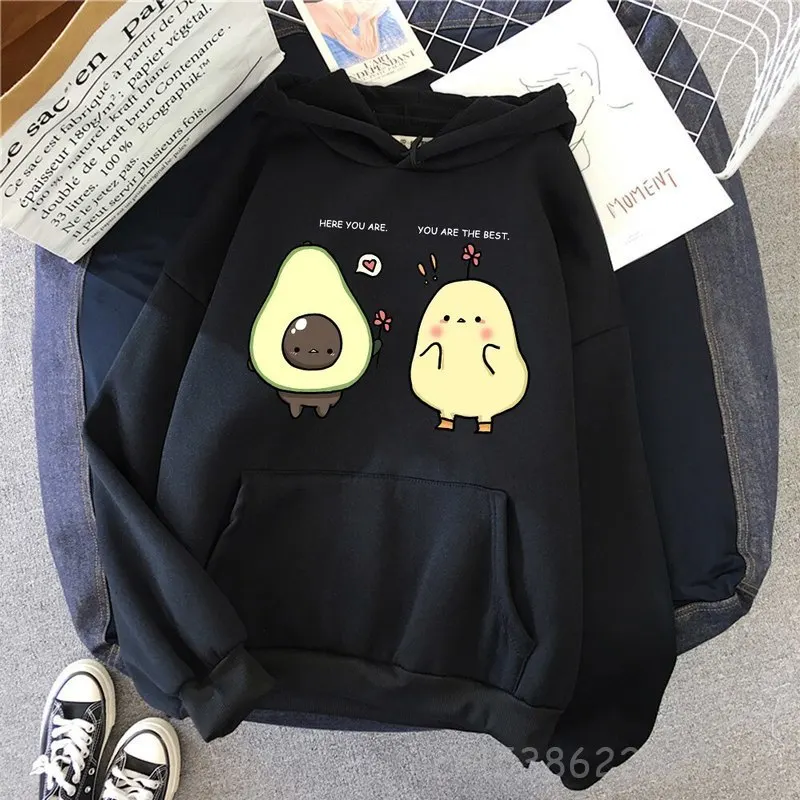 

Friengs Avocado Vintage Women Long Sleeve Hoodie Drawing Sweatshirt Quality Student Harajuku Kawaii Clothes Streetwear Hoodies