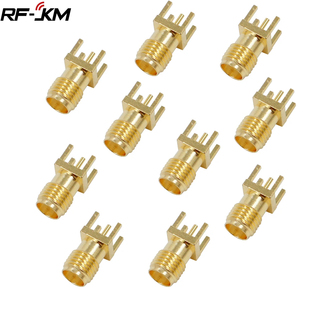 10 sztuk SMA żeńskie gniazdo Adapter lutowane krawędzi PCB prosto zamontować RF miedzi złącze wtykowe