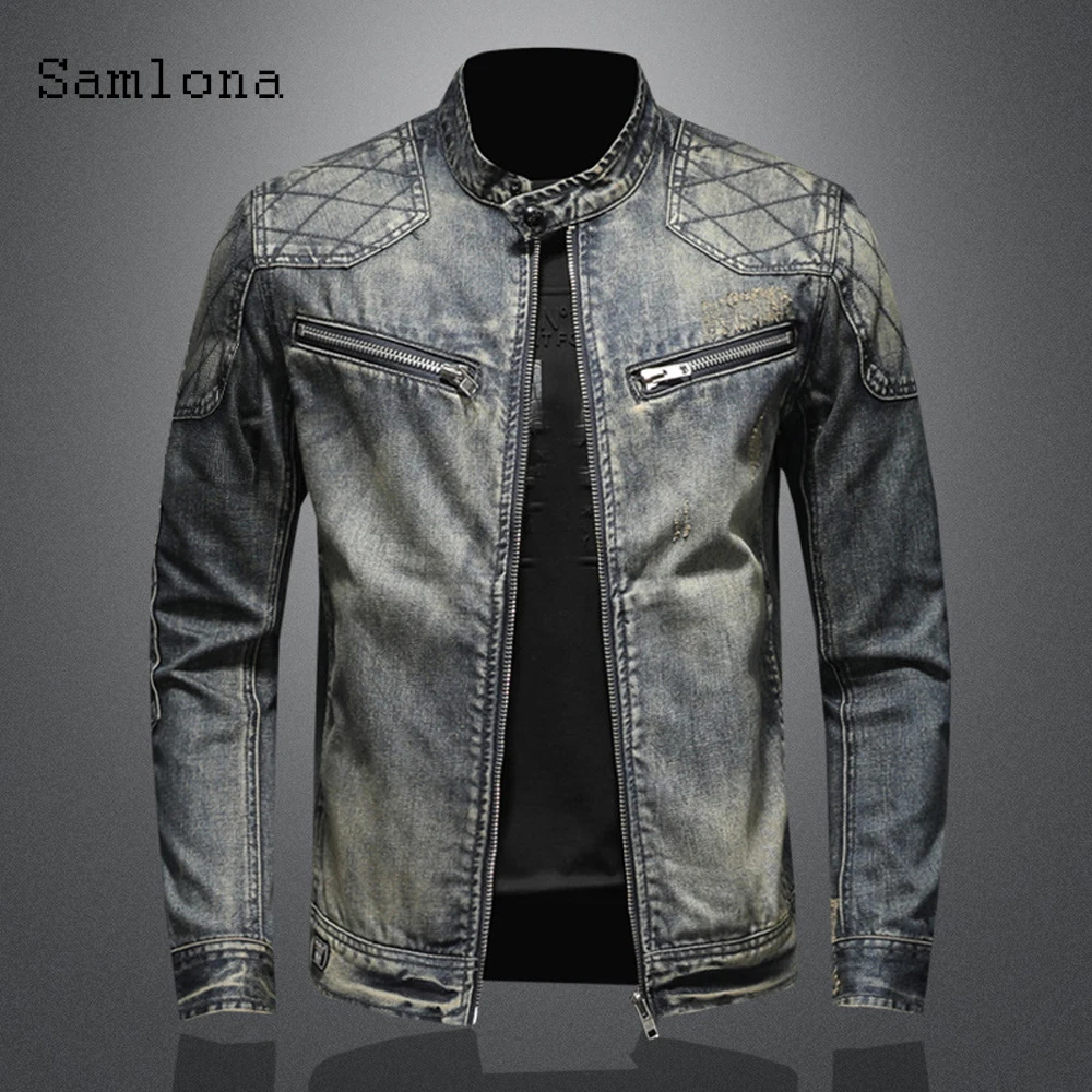 

2022 New Spring Autumn Men Denim Jackets Fashion Slim Fits Motocycle Jean Denim Jacket Patchwork Multi Zipper Sexy Mens Clothing