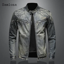 2025 New Spring Autumn Men Denim Jackets Fashion Slim Fits Motocycle Jean Denim Jacket Patchwork Multi Zipper Sexy Mens Clothing