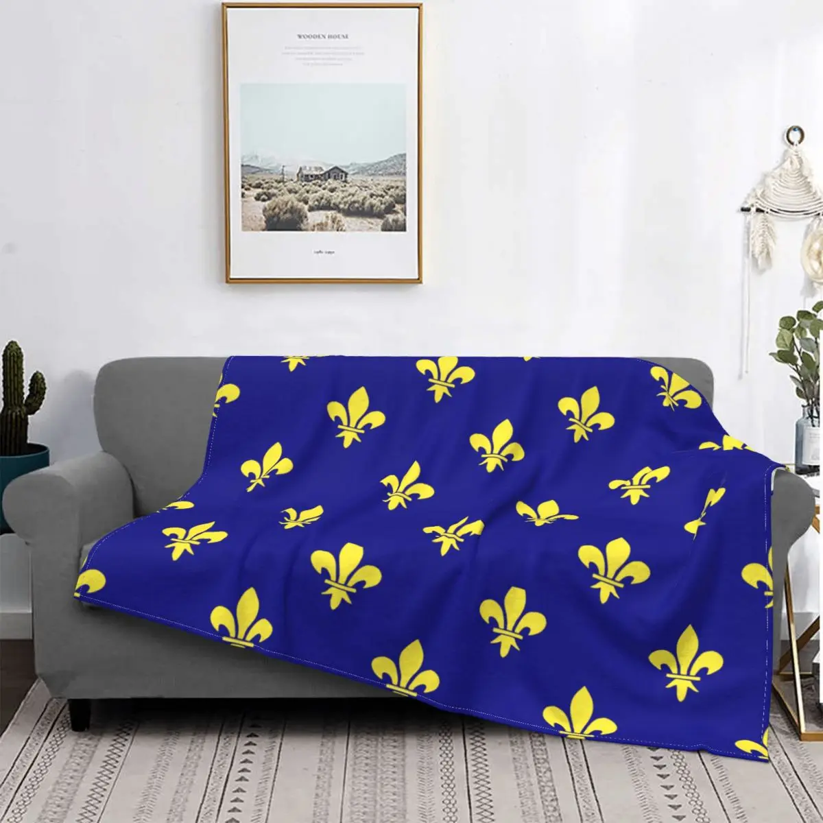 

Fleur De Lys Pattern Flannel Blankets Fleur De Lis Lily Funny Throw Blanket for Home Hotel Sofa Plush Thin Quilt