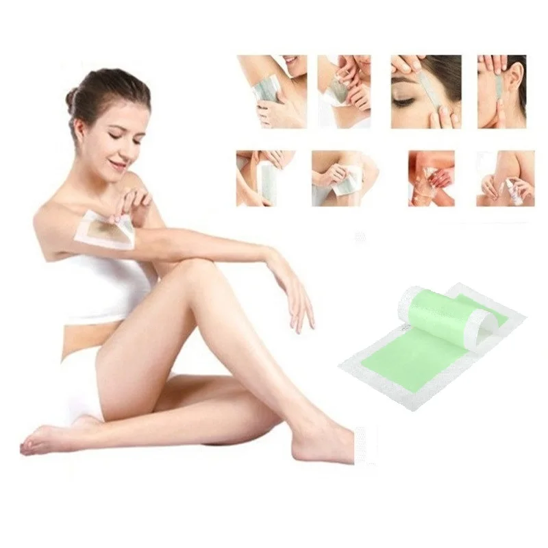 Tiras de cera de cartón depilatorio para depilación, papel de cera fría para cara, cuello, brazo, pierna, herramientas de belleza corporal, 40 piezas por juego