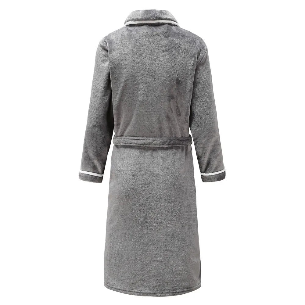 Flanel Heren Nachtkleding Neglige Winter Coral Fleece Jurk Nachtkleding Thuis Kleding Dikke Badjas Riem Zak Nachtjapon